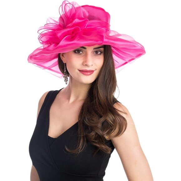 Women's Organza Church Kentucky Derby Fascinator Bridal Tea Party Wedding Hat - Picture 3 of 4